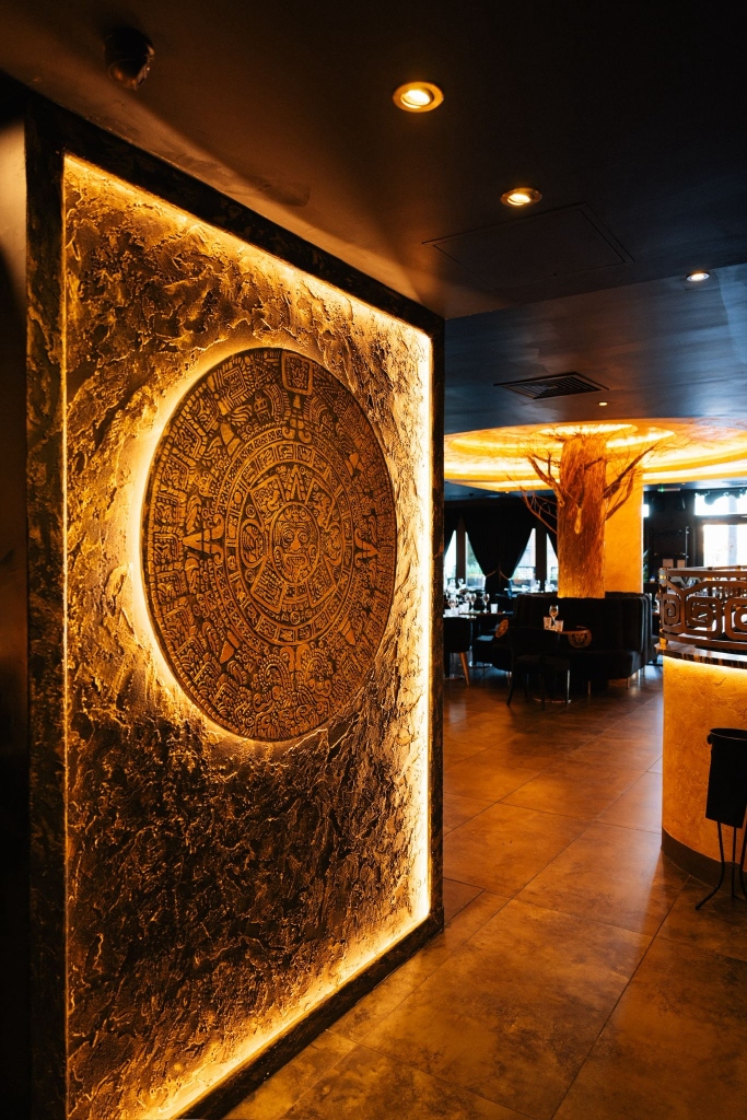 Backlit Mayan calendar wall art decoration